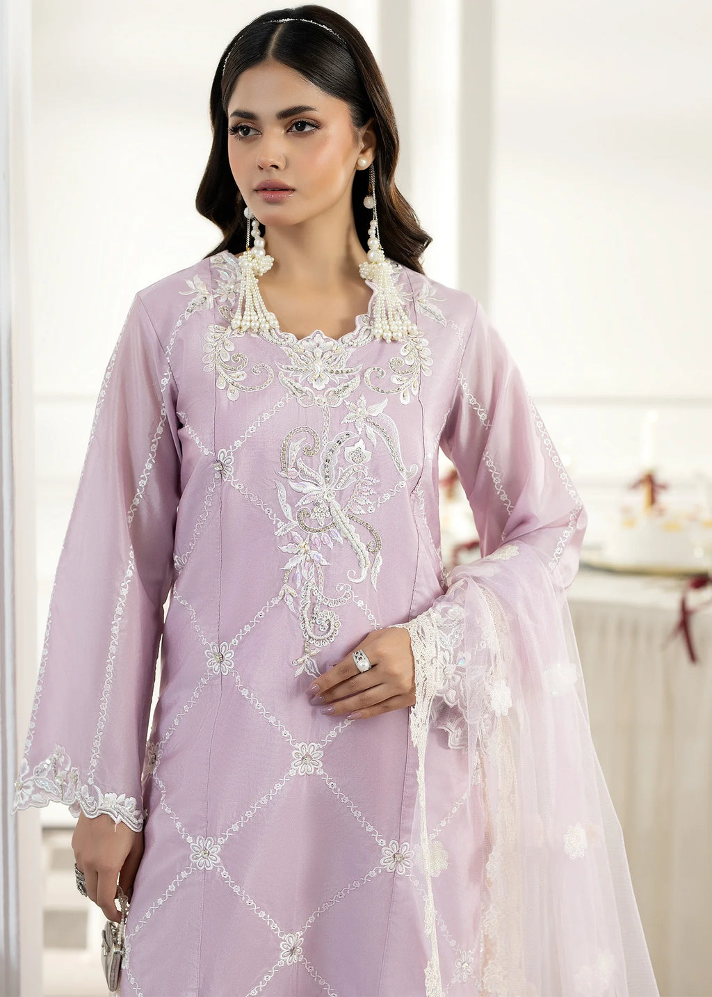 3- Piece Embroidered Raw Silk Suit