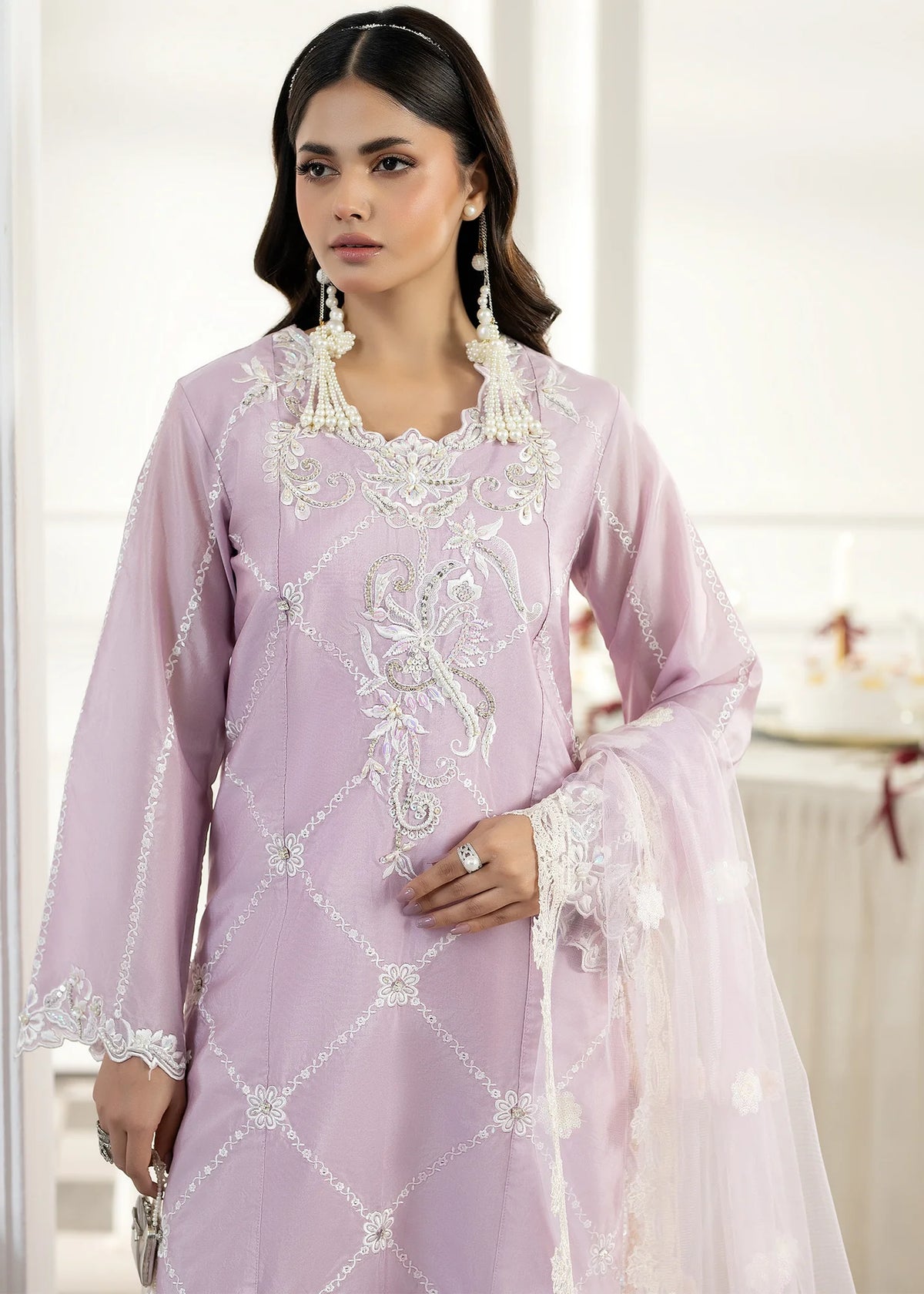 3- Piece Embroidered Raw Silk Suit