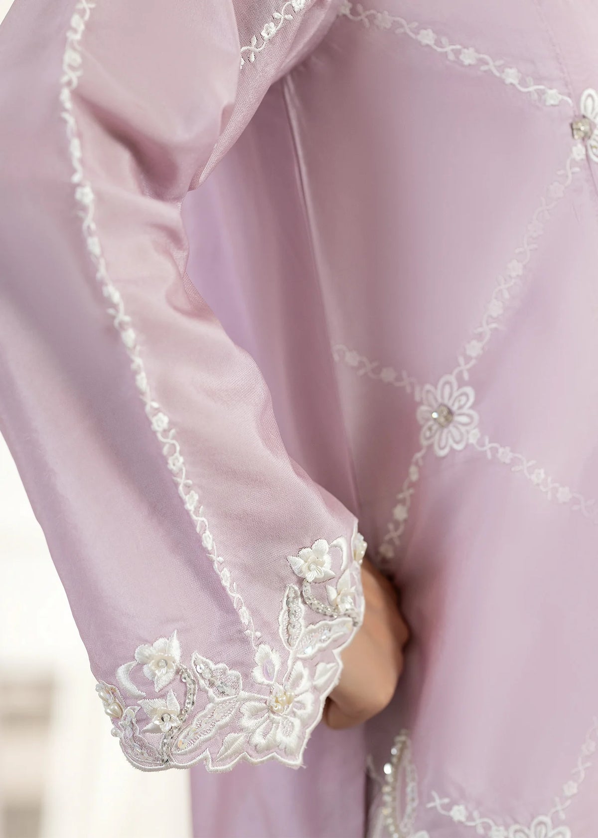 3- Piece Embroidered Raw Silk Suit