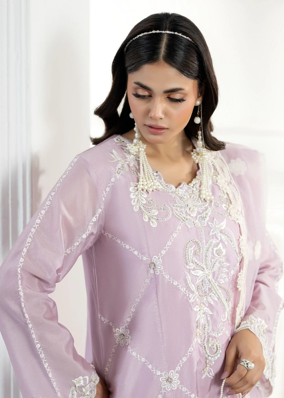 3- Piece Embroidered Raw Silk Suit