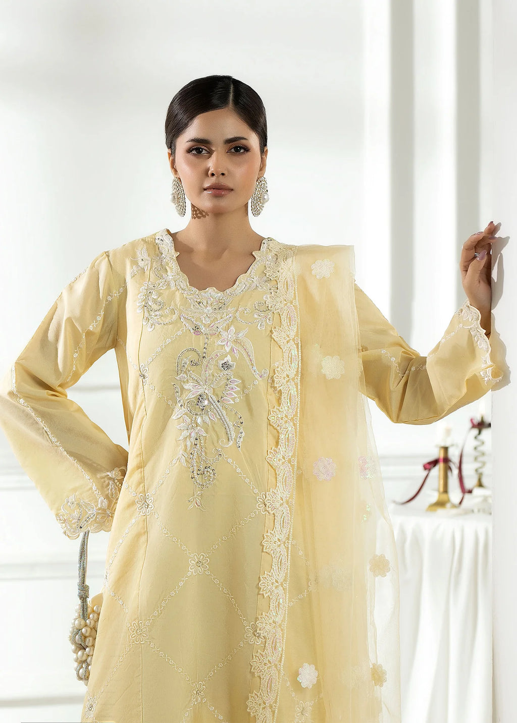 3- Piece Embroidered Raw Silk Suit