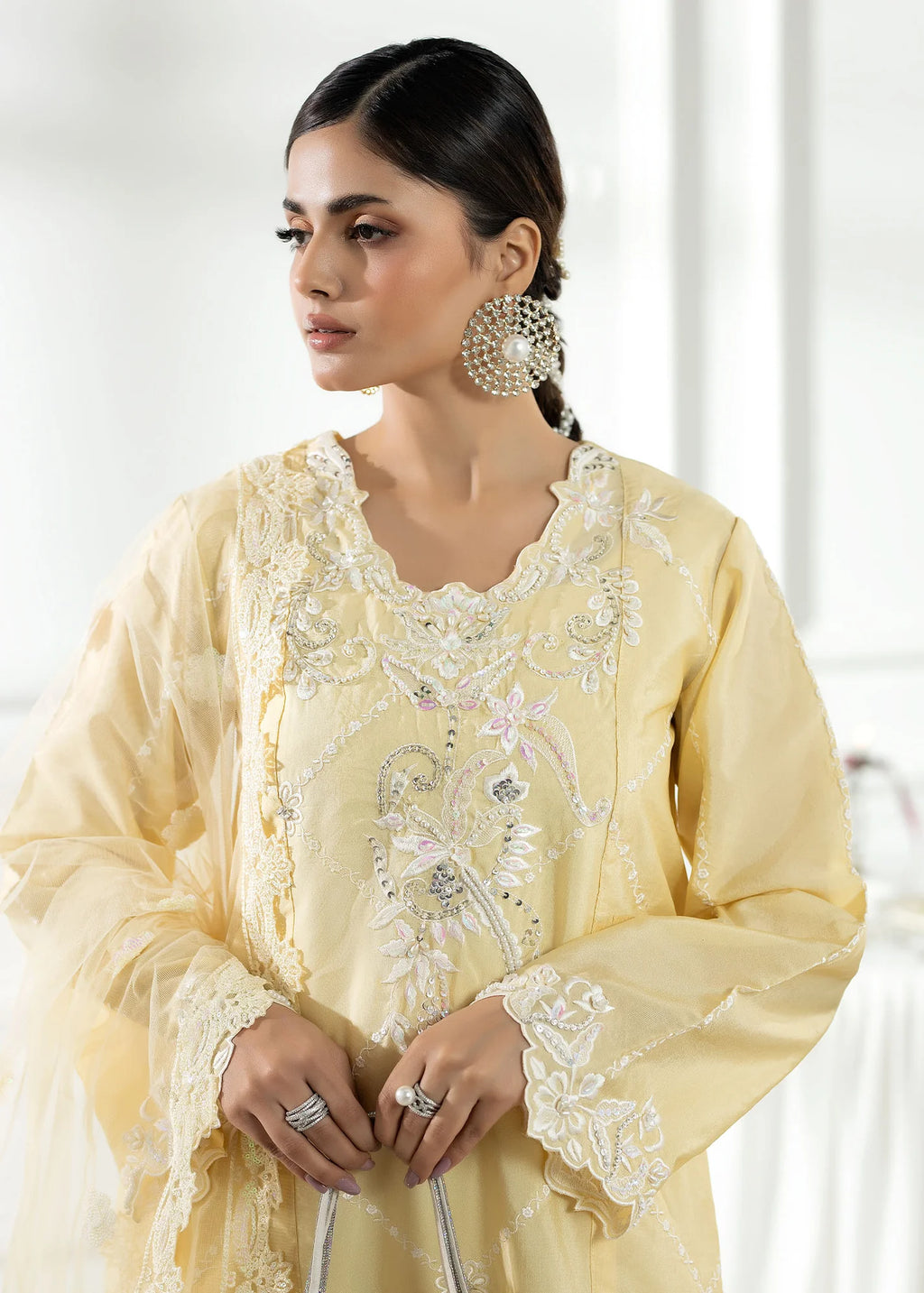 3- Piece Embroidered Raw Silk Suit