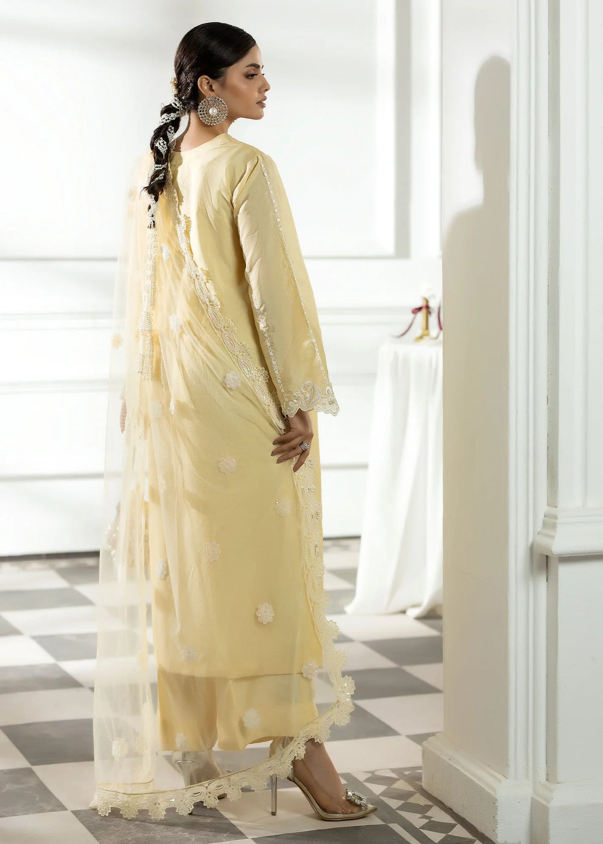 3- Piece Embroidered Raw Silk Suit