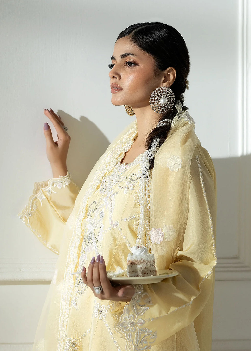 3- Piece Embroidered Raw Silk Suit