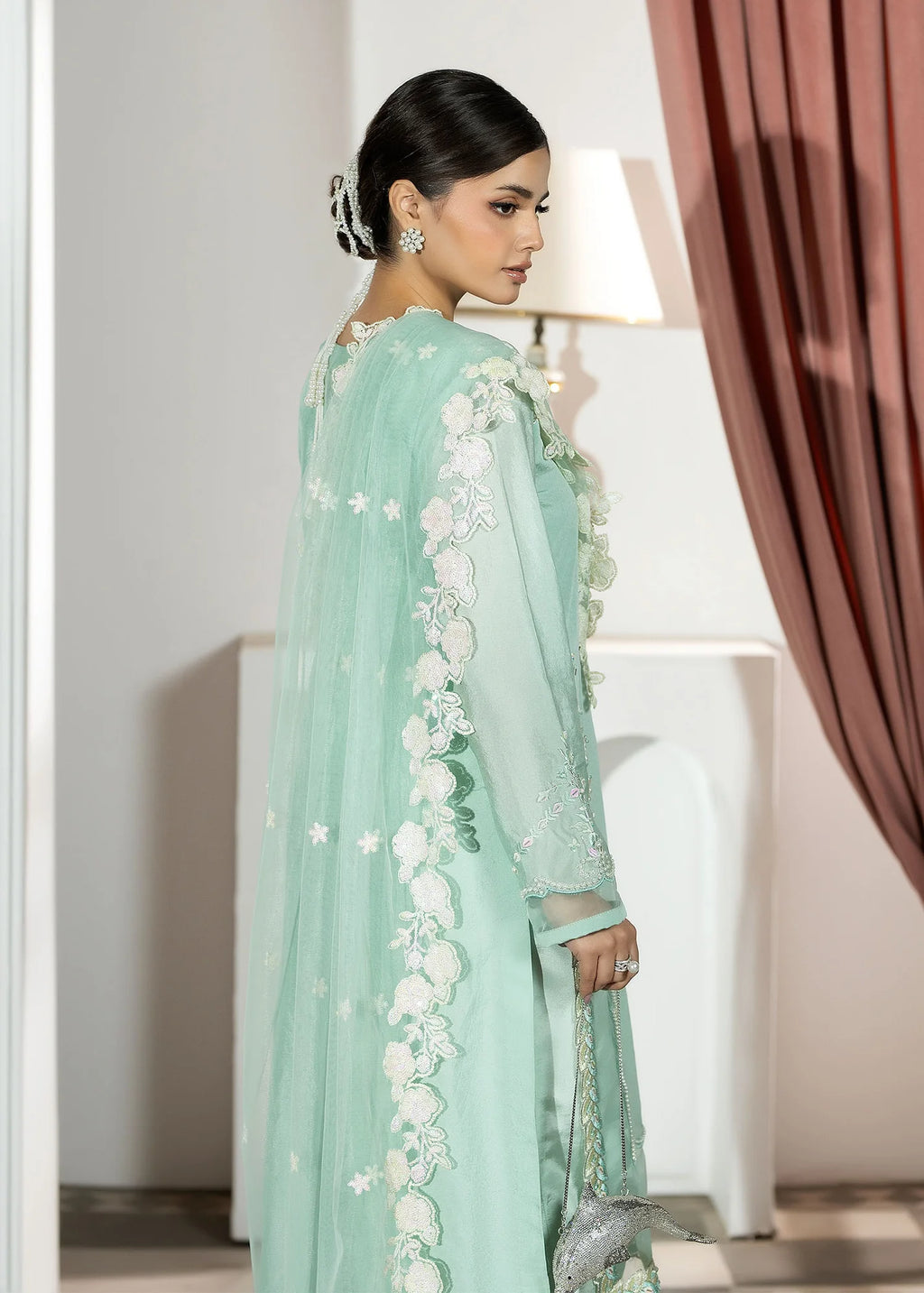 3- Piece Embroidered Raw Silk Suit