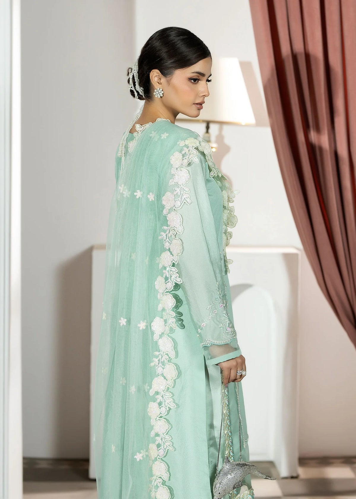 3- Piece Embroidered Raw Silk Suit