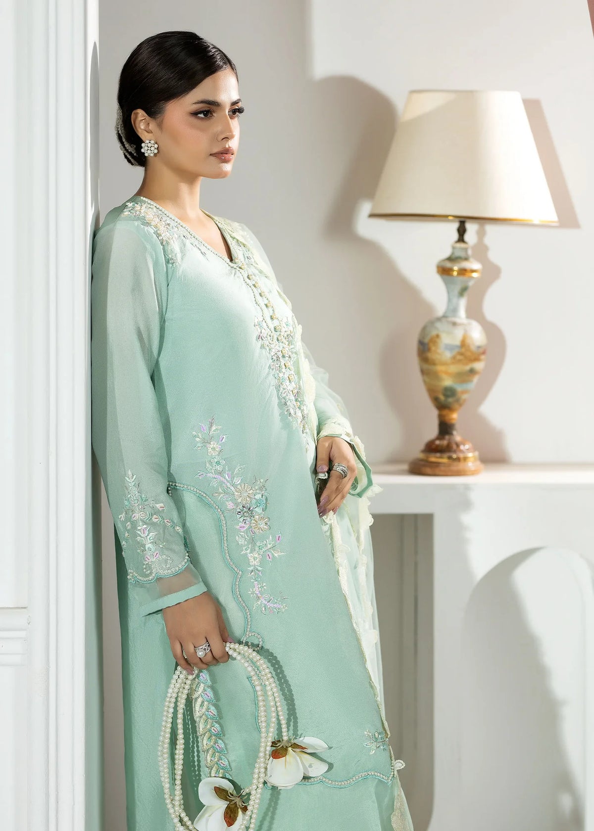 3- Piece Embroidered Raw Silk Suit