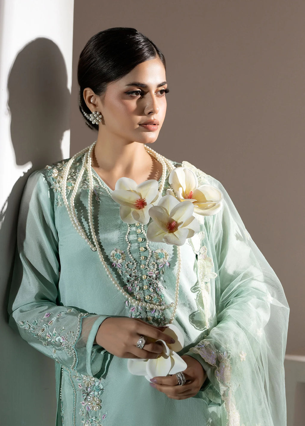 3- Piece Embroidered Raw Silk Suit