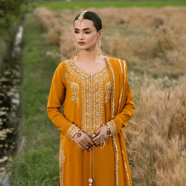 3- Piece Embroidered Raw Silk Suit