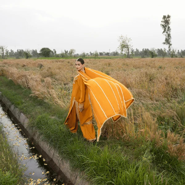 3- Piece Embroidered Raw Silk Suit