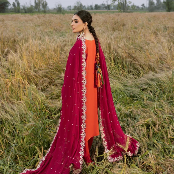 3- Piece Embroidered Raw Silk Suit