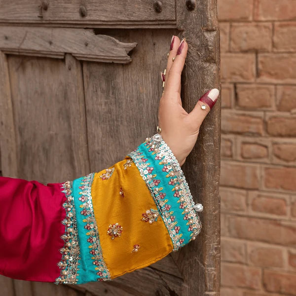 3- Piece Embroidered Raw Silk Suit