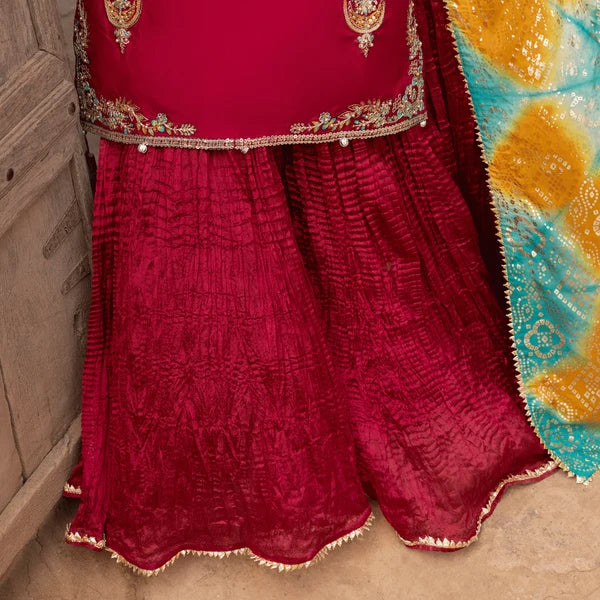 3- Piece Embroidered Raw Silk Suit