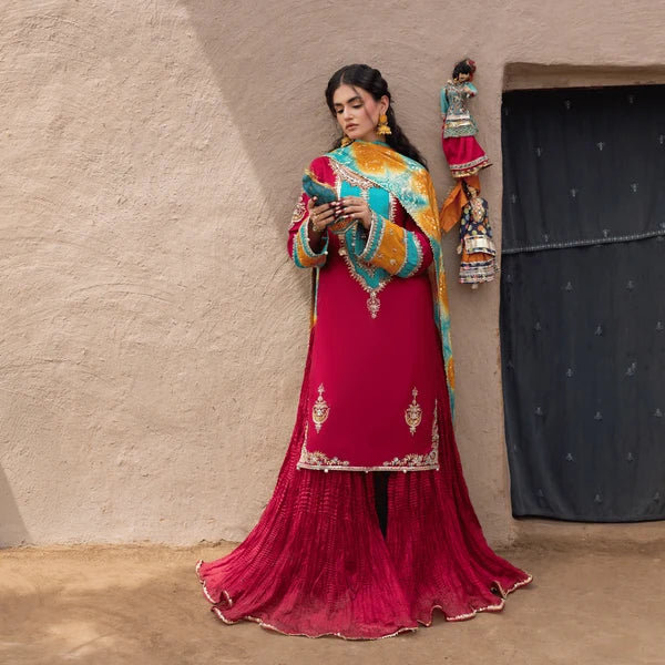 3- Piece Embroidered Raw Silk Suit