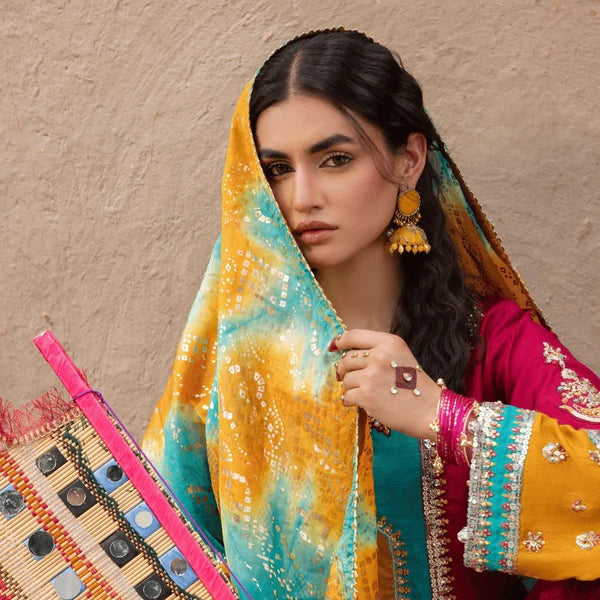 3- Piece Embroidered Raw Silk Suit