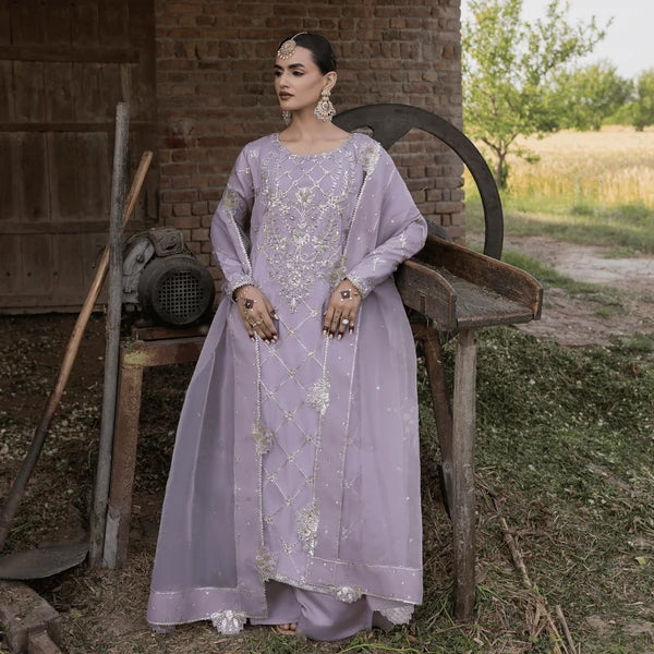 3- Piece Embroidered Raw Silk Suit