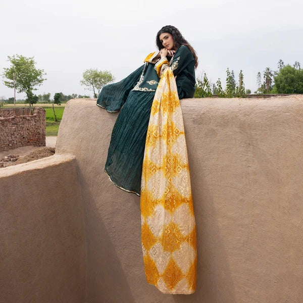 3- Piece Embroidered Raw Silk Suit