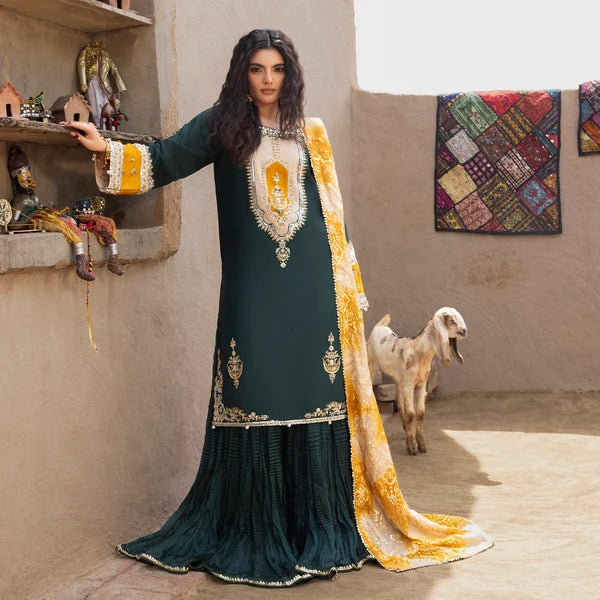 3- Piece Embroidered Raw Silk Suit