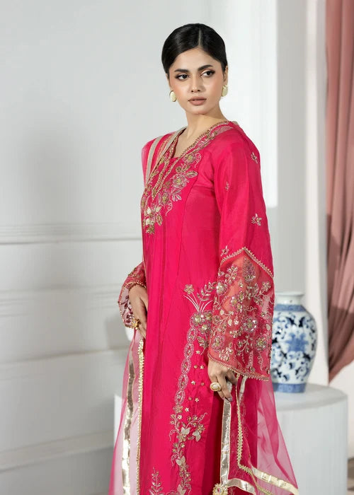 3- Piece Embroidered Raw Silk Suit