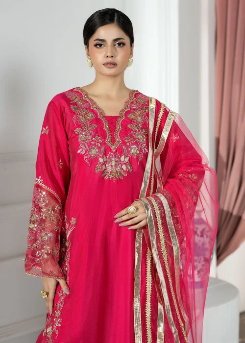 3- Piece Embroidered Raw Silk Suit