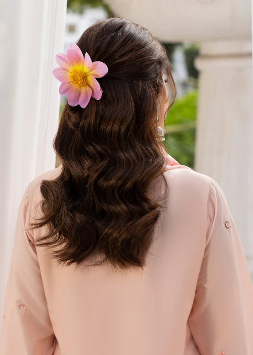 3- Piece Peach Embroidered Lawn Ensemble