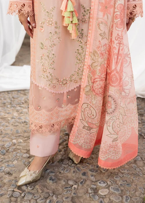 3- Piece Peach Embroidered Lawn Ensemble