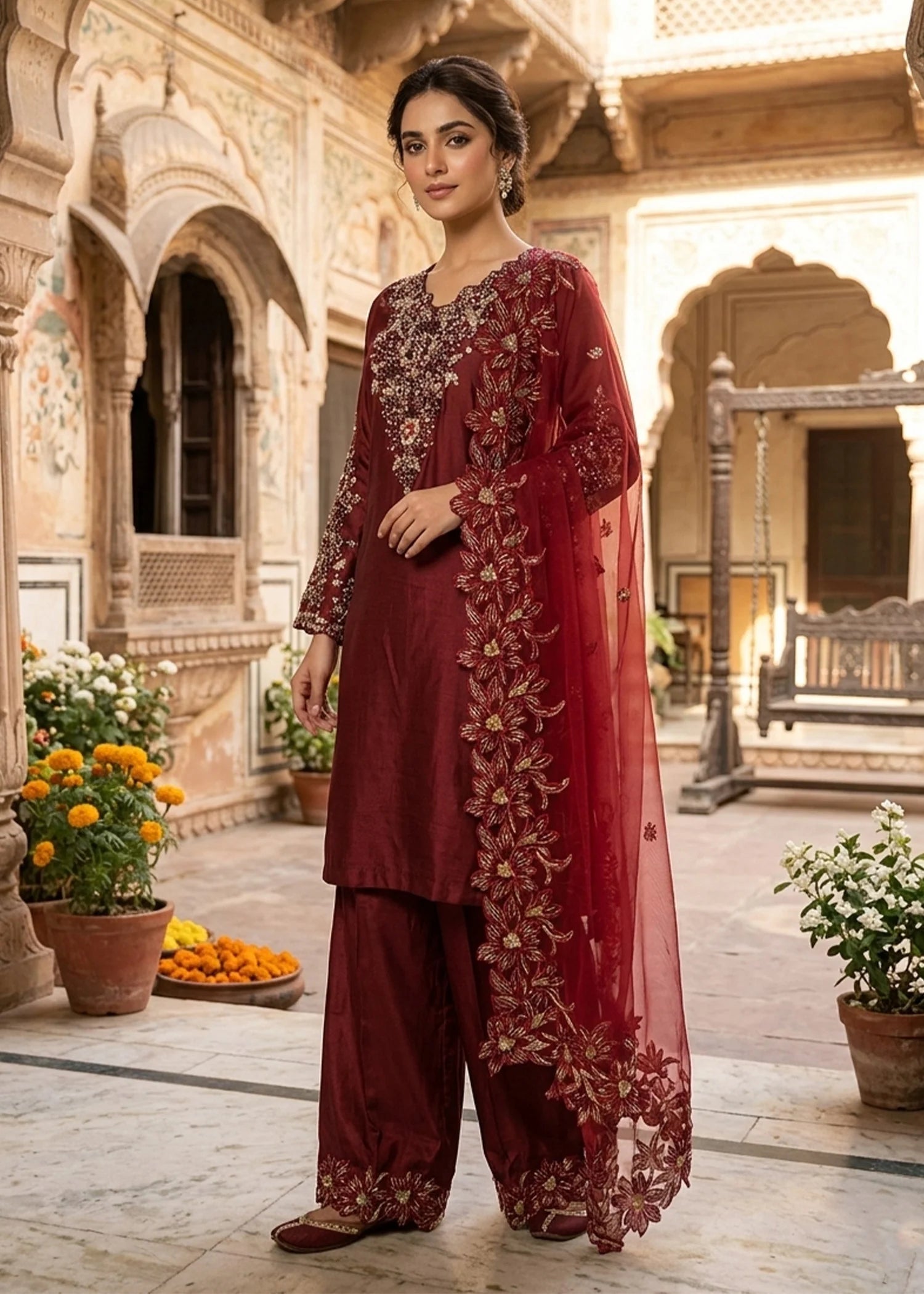 3 Piece Embroidered Cotton Suit
