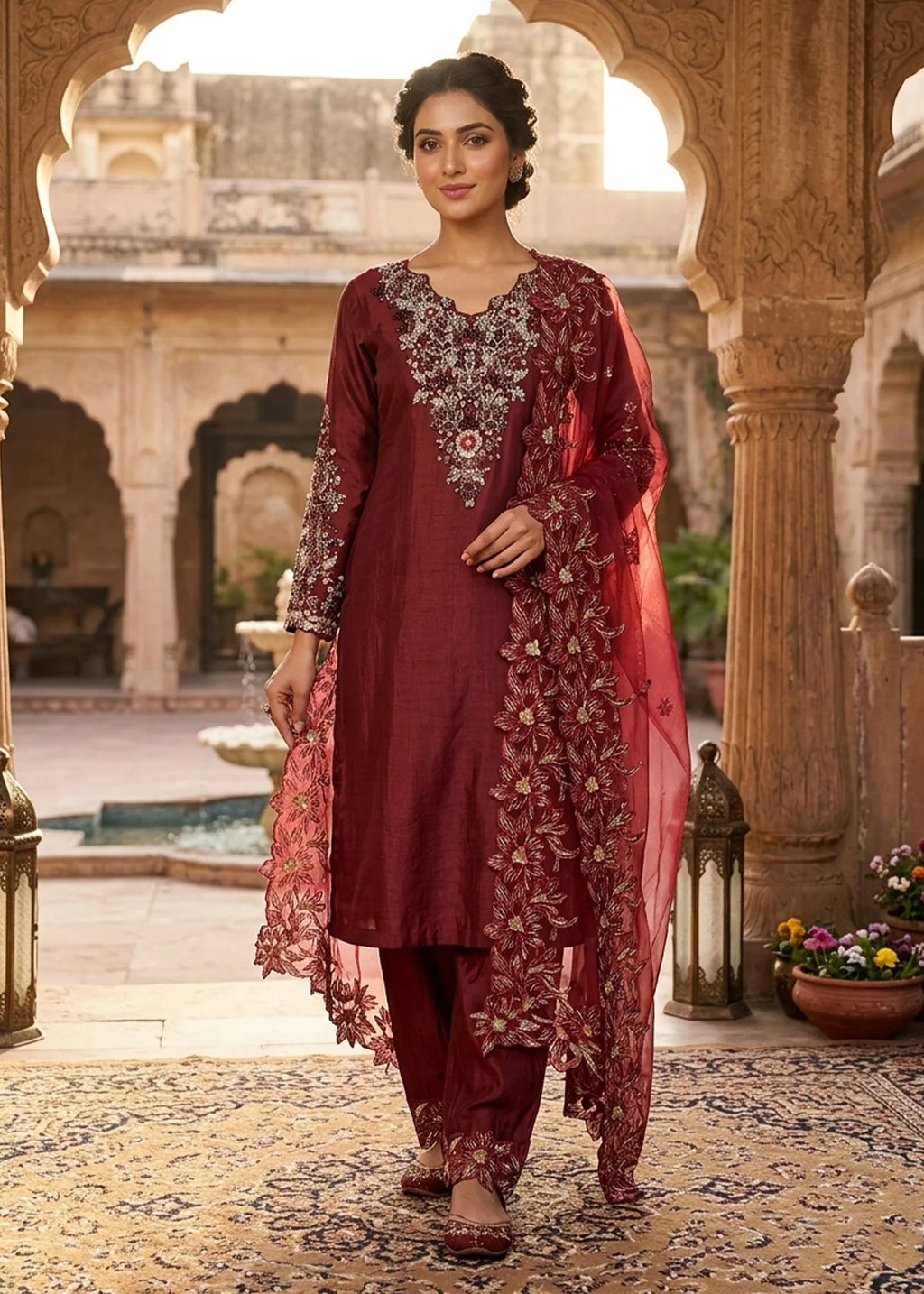 3 Piece Embroidered Cotton Suit