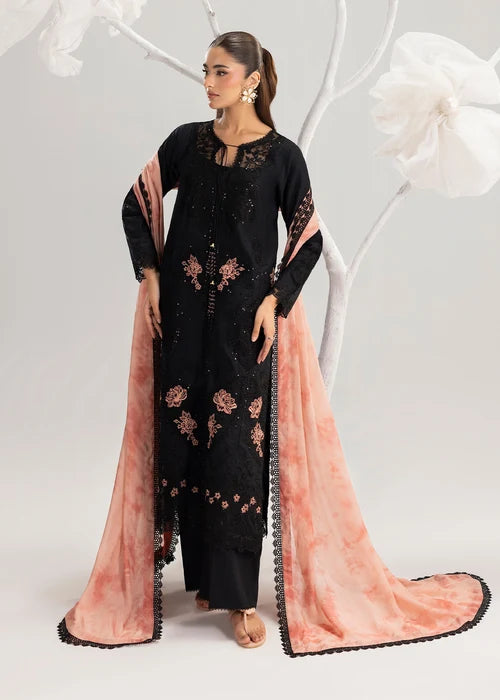 3- Piece Embroidered Lawn Black suit