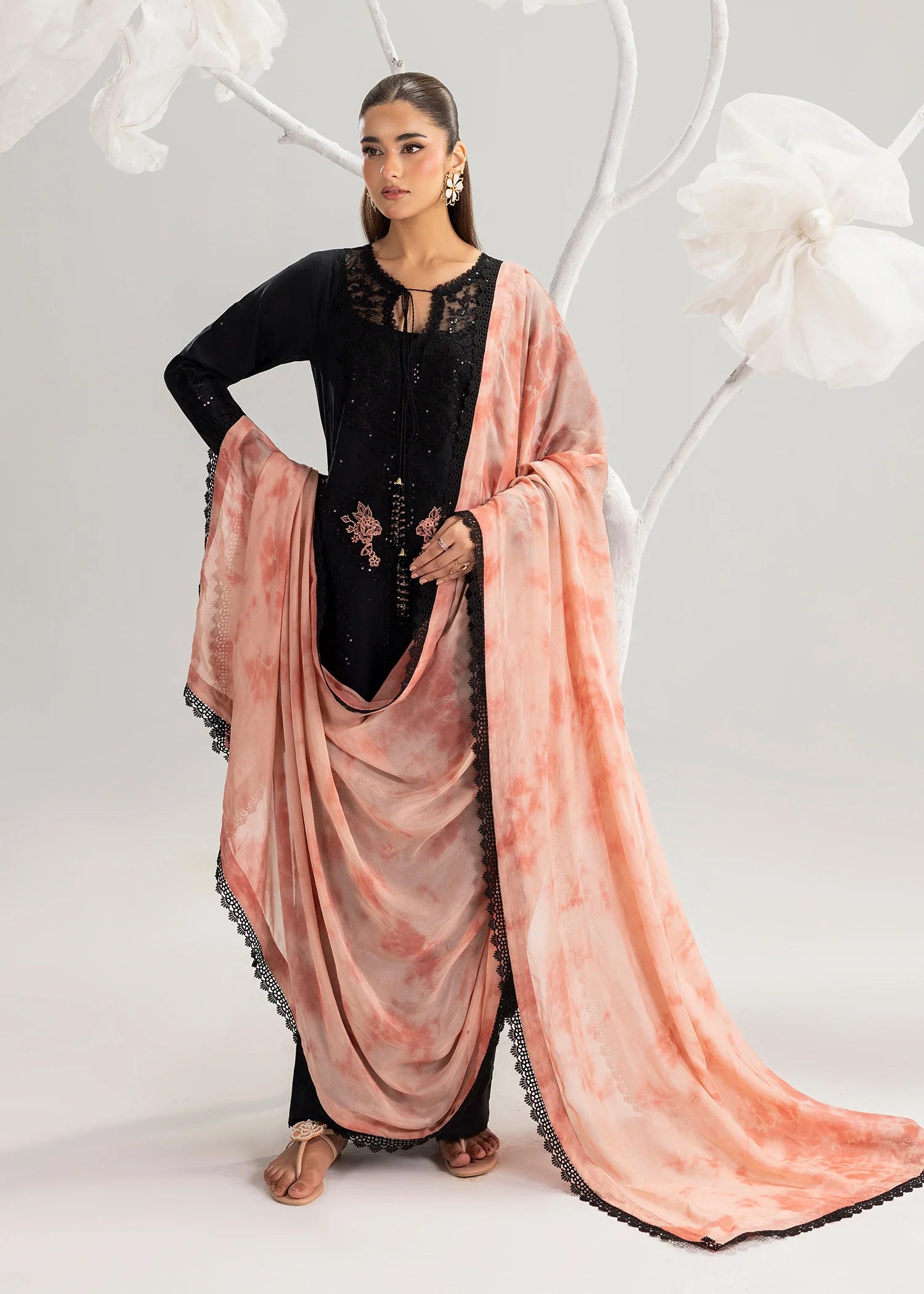 3- Piece Embroidered Lawn Black suit