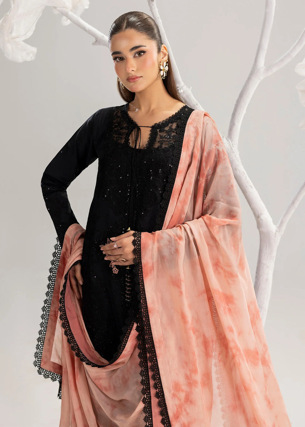 3- Piece Embroidered Lawn Black suit