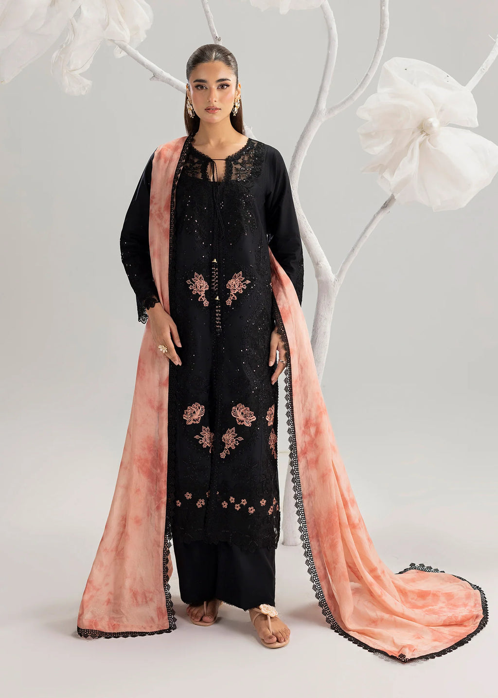 3- Piece Embroidered Lawn Black suit