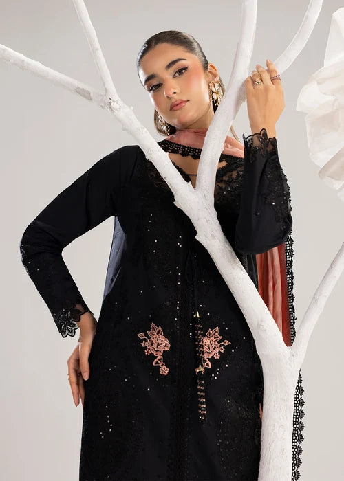 3- Piece Embroidered Lawn Black suit