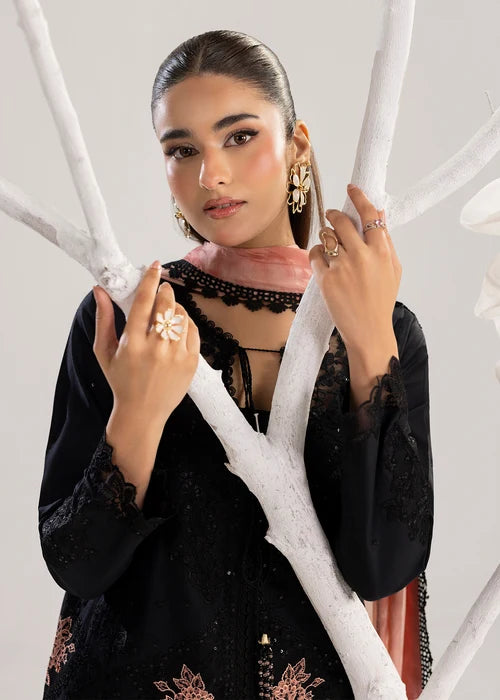 3- Piece Embroidered Lawn Black suit