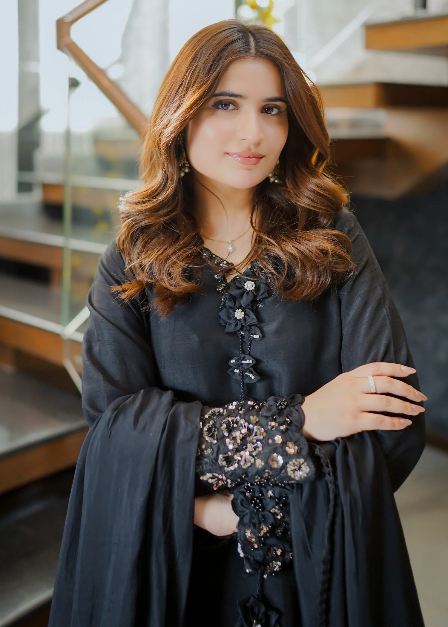 3- Piece Embroidered Raw Silk Suit