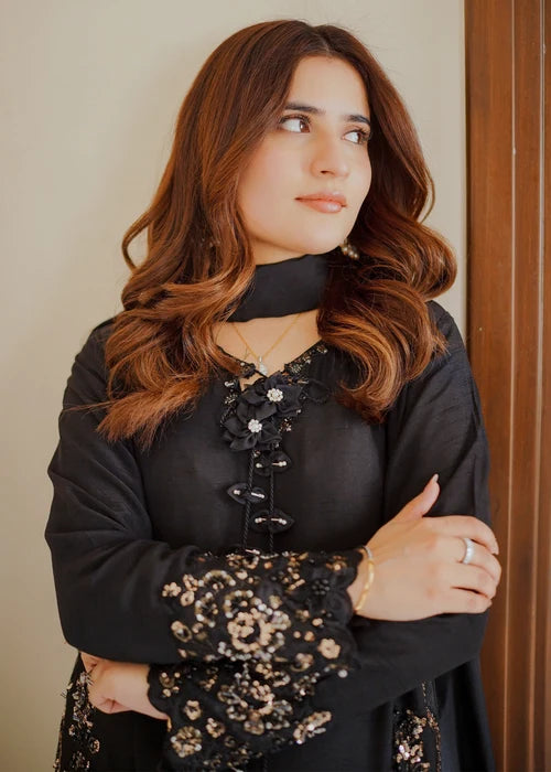 3- Piece Embroidered Raw Silk Suit