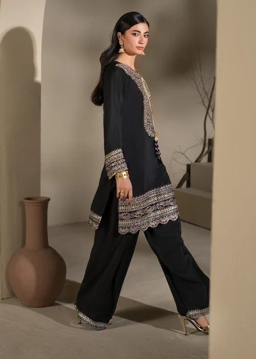 3- Piece Embroidered Raw Silk Suit