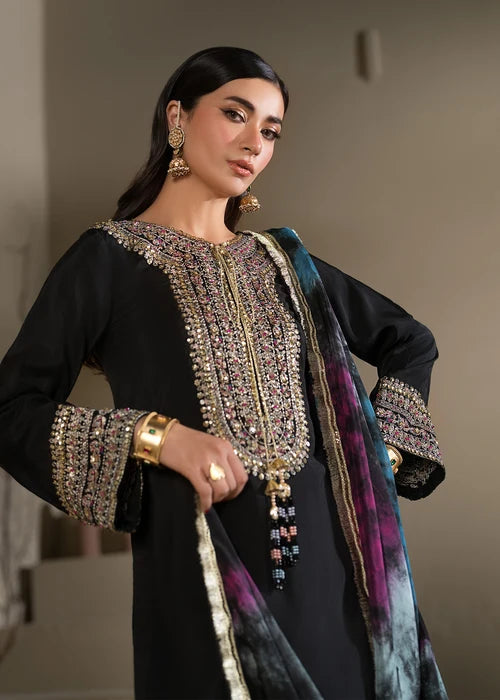 3- Piece Embroidered Raw Silk Suit