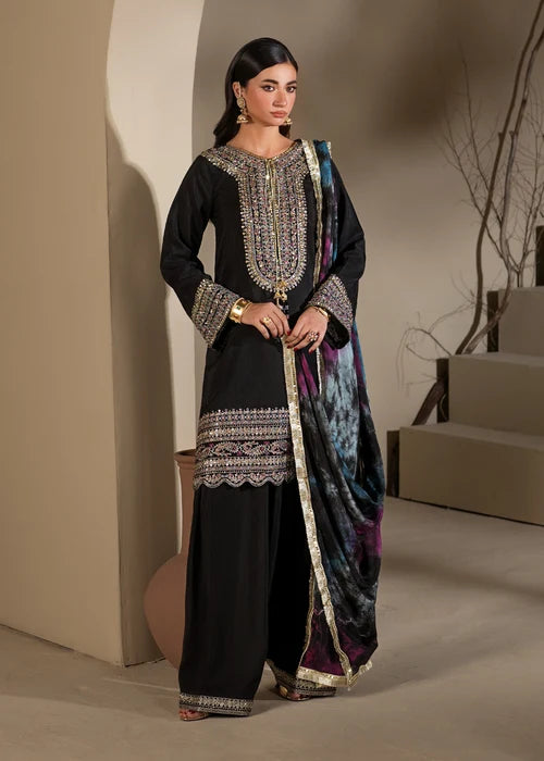 3- Piece Embroidered Raw Silk Suit