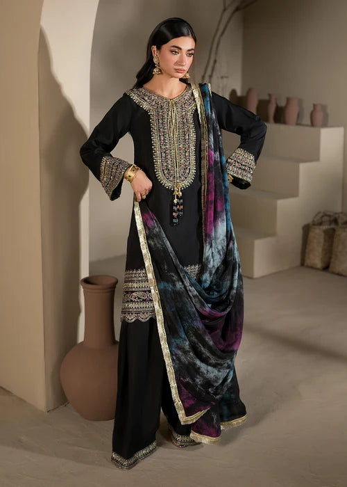 3- Piece Embroidered Raw Silk Suit