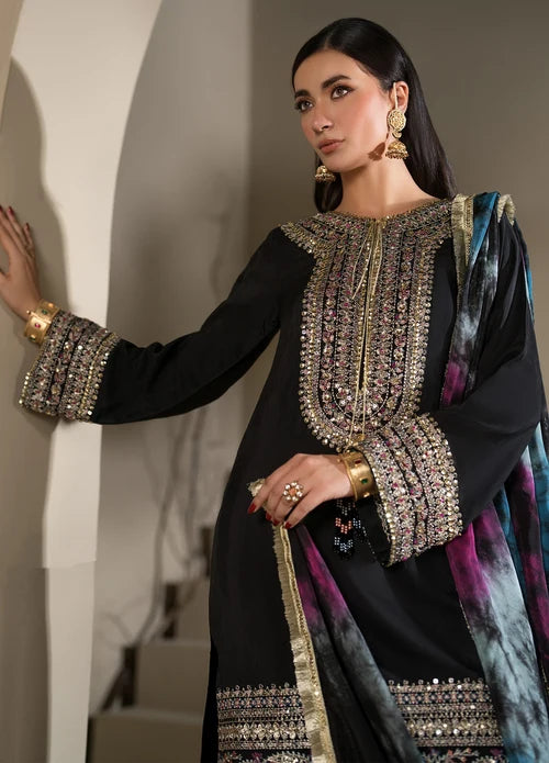 3- Piece Embroidered Raw Silk Suit