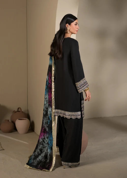 3- Piece Embroidered Raw Silk Suit