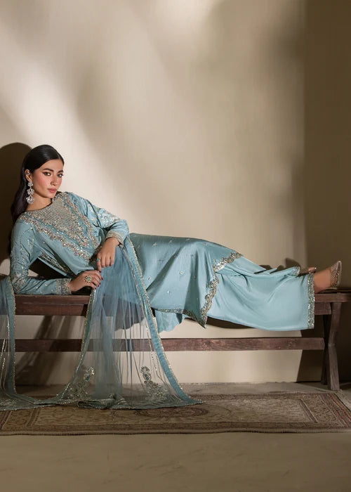 3- Piece Embroidered Raw Silk Suit
