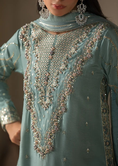 3- Piece Embroidered Raw Silk Suit
