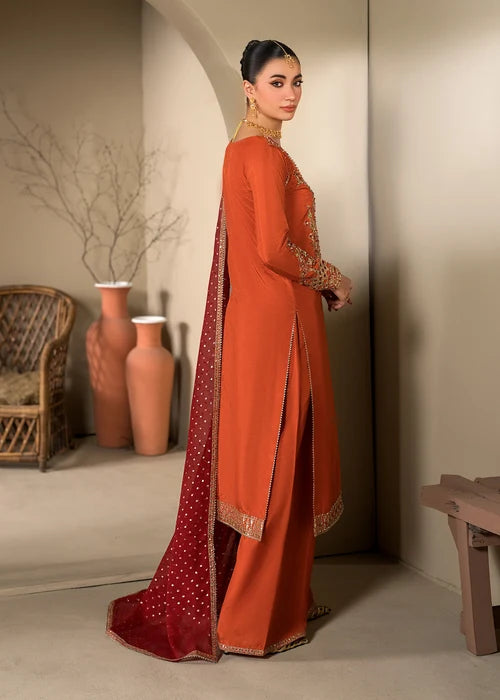 3- Piece Embroidered Raw Silk Suit