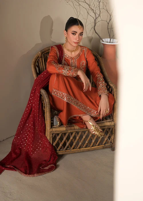 3- Piece Embroidered Raw Silk Suit