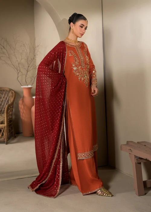 3- Piece Embroidered Raw Silk Suit