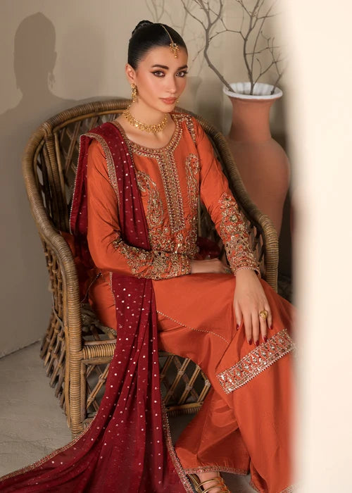 3- Piece Embroidered Raw Silk Suit