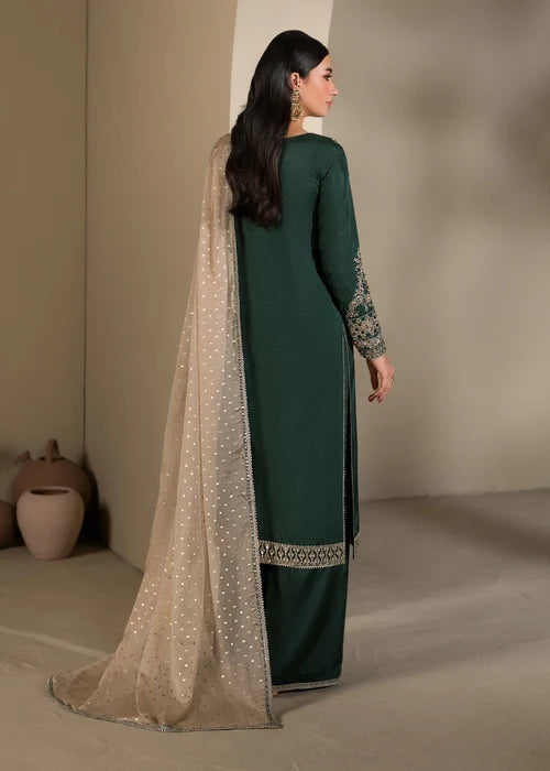 3- Piece Embroidered Raw Silk Suit