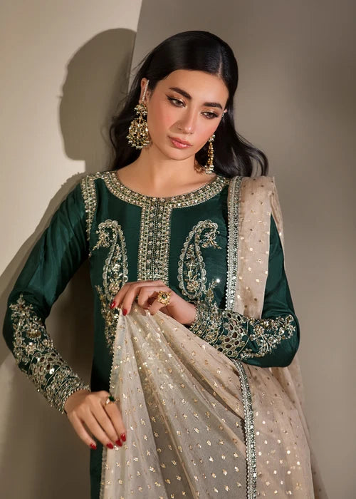 3- Piece Embroidered Raw Silk Suit